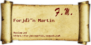 Forján Martin névjegykártya