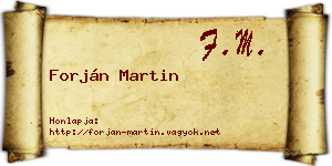 Forján Martin névjegykártya